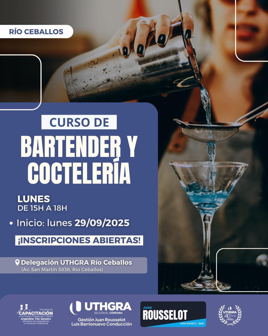 Nuevo curso de Bartender y Coctelería en Río Ceballos